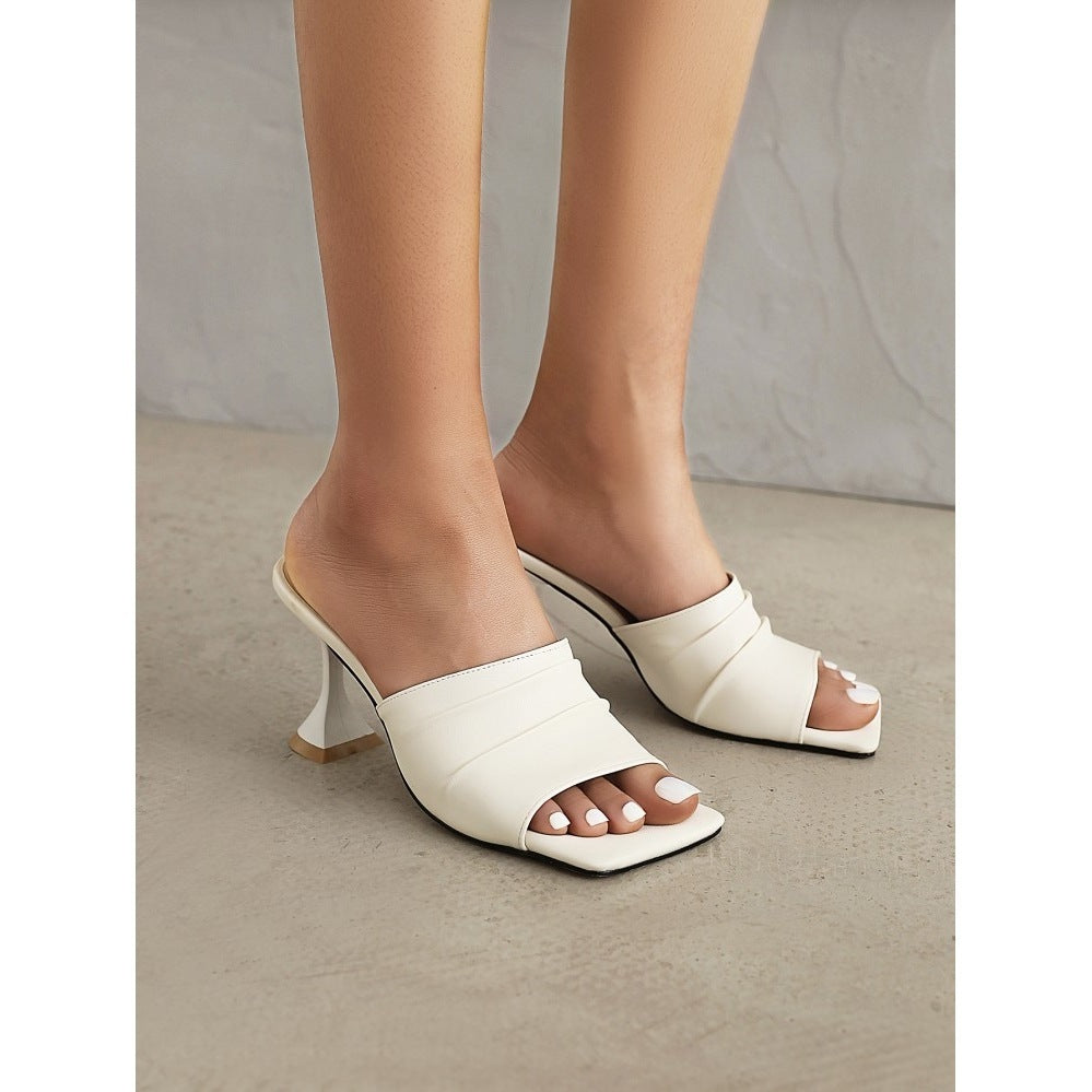 Summer Open-toe Square-headed Lady's Sandals And Slippers