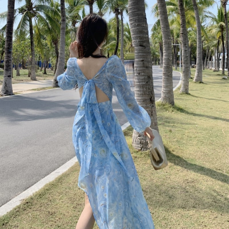 Summer Seaside Vacation Printed Long Skirt