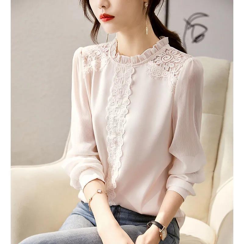 Women's Fashion Personality Lace Chiffon Shirt