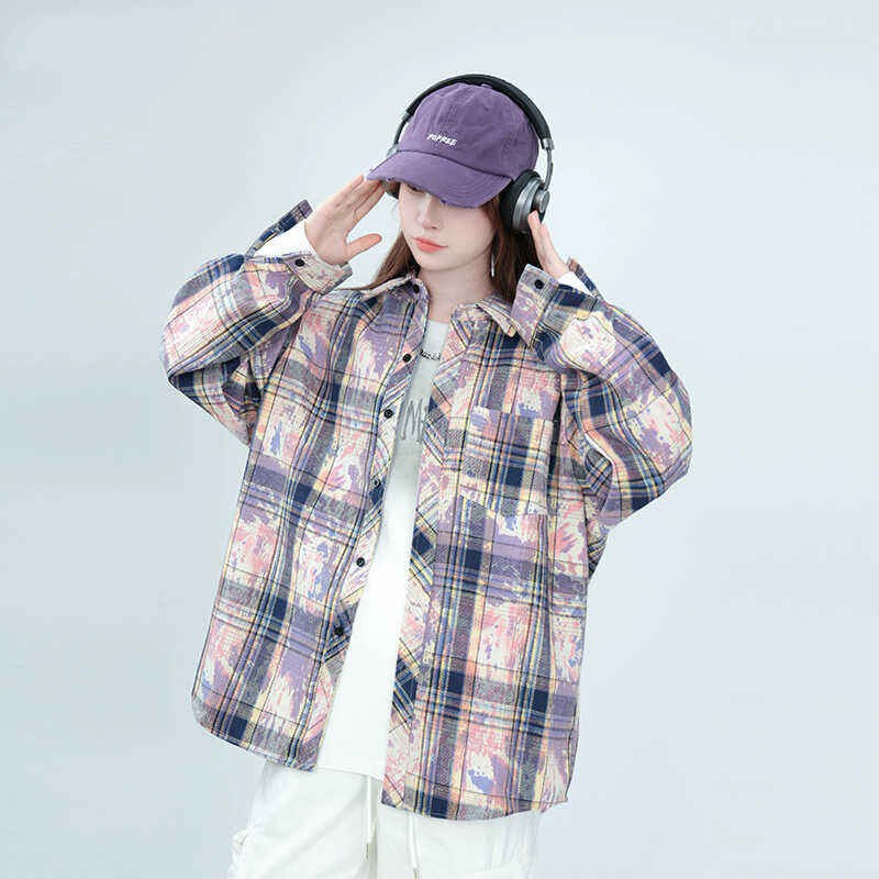 Embroidered Tie-dyed Long-sleeved Shirt Men's And Women's Coats