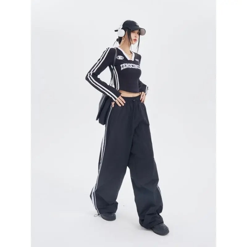 American Vintage Stripe Versatile Casual Hot Girl Long Sleeve