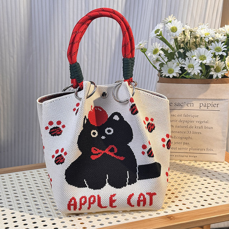 Knitted Buckle Bag Portable Large Capacity