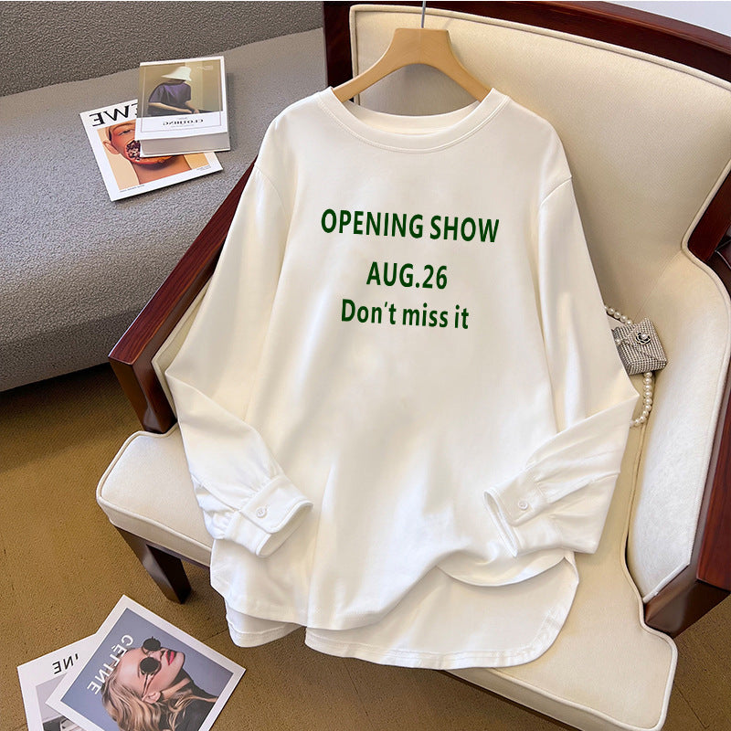 Spring And Autumn Bandage Dress Cotton Base Shirt Mid-length