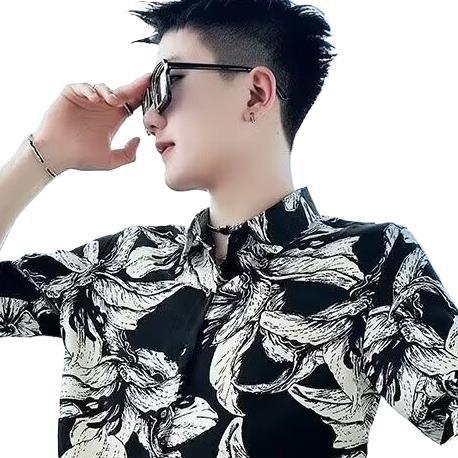 Printed Shirt Men's High-grade Short-sleeved Summer Ins Ruoshuai
