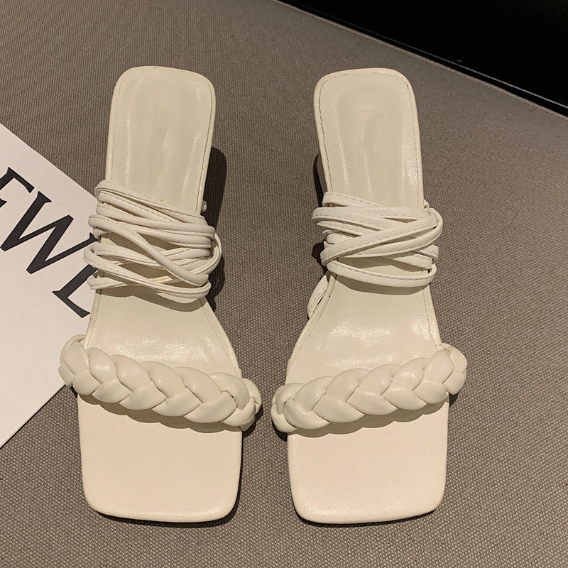 Candy Cross Strap Square  Woven Sandals