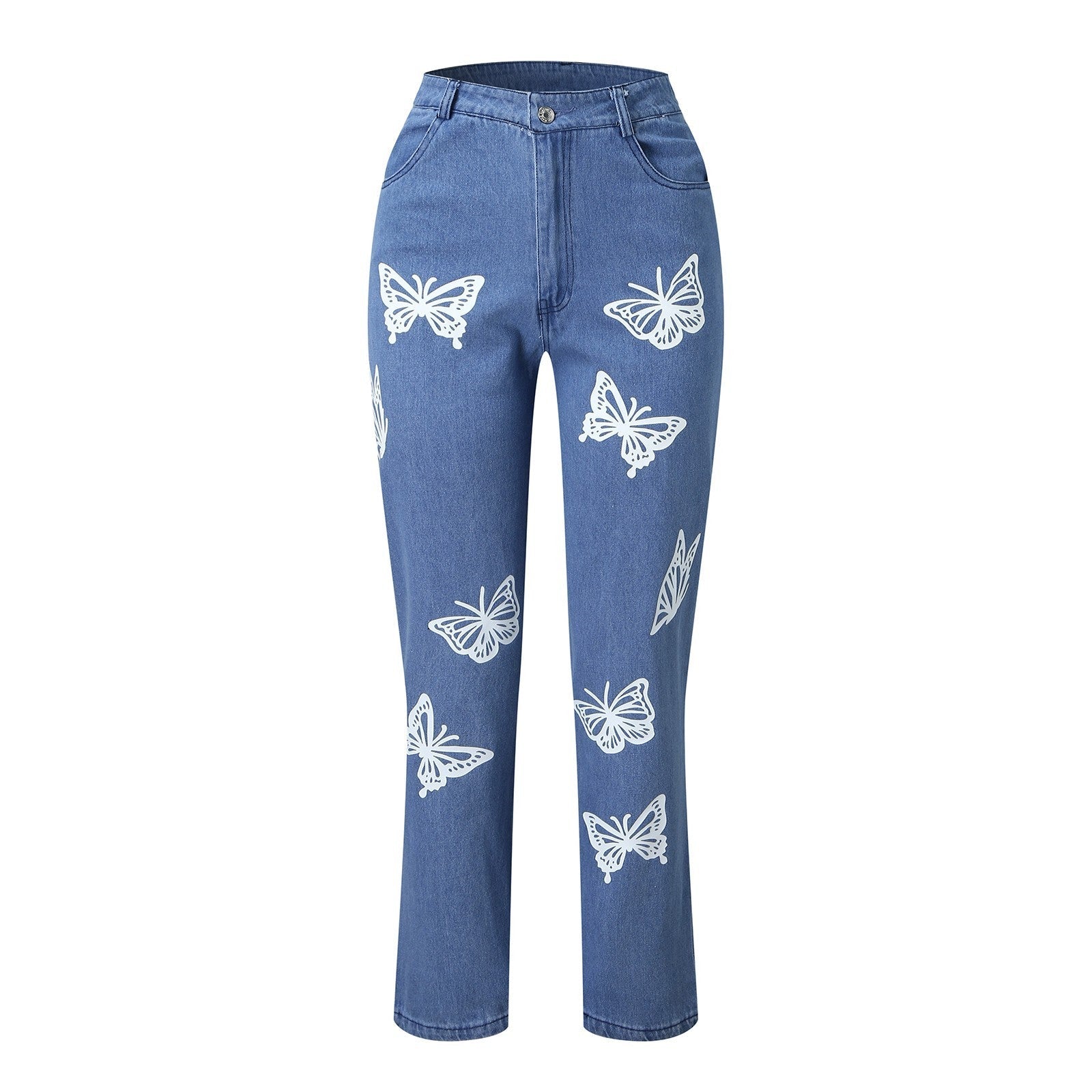 Women's Jeans New Butterfly Hot Flower Wide Leg Pants