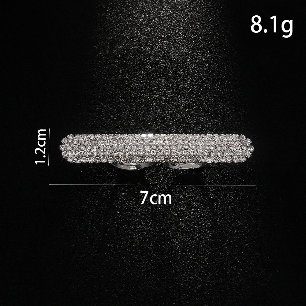 Geometric Rhinestone Simple Double Ring