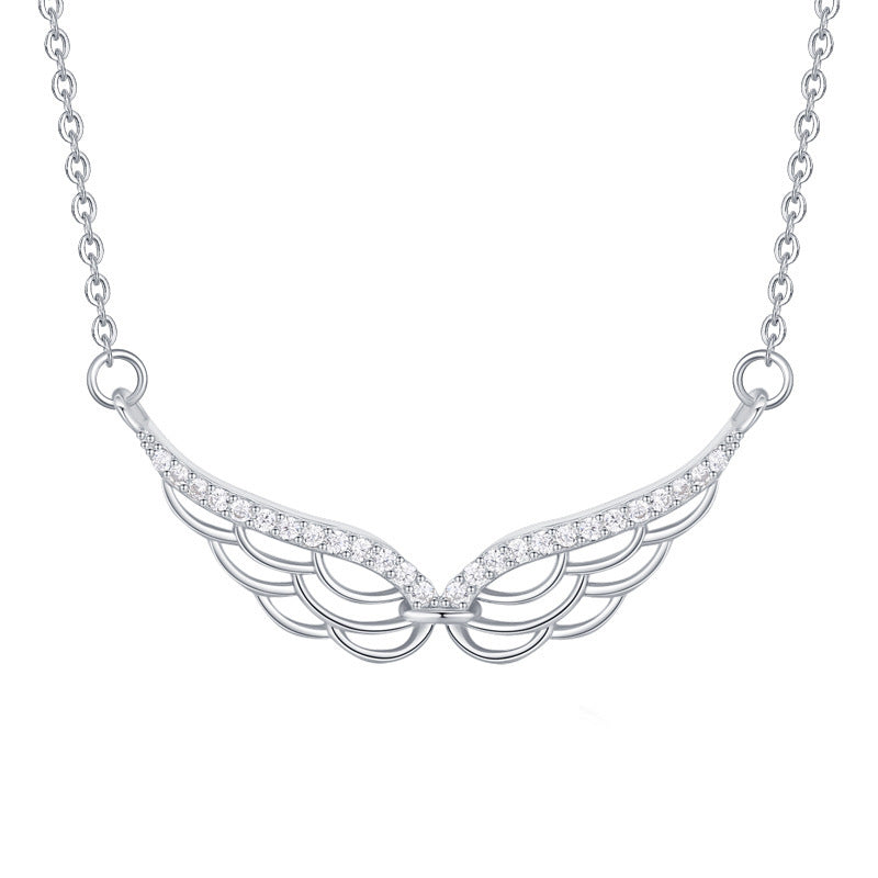 S925 Sterling Silver Angel Wings Pendant Necklace