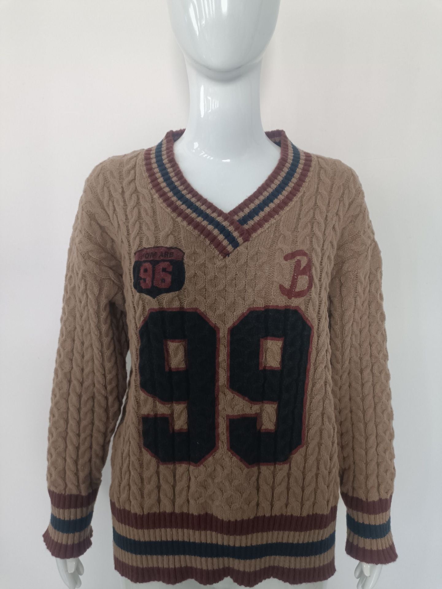 Women's Casual Loose Printed All-matching Lazy Feeling Collar Sweater