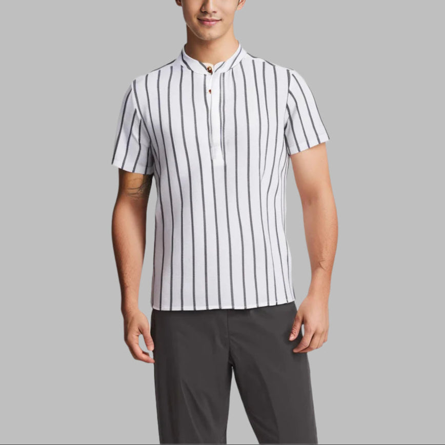 Striped Casual Men's Shirt Foreign Trade Short Sleeve Shirt