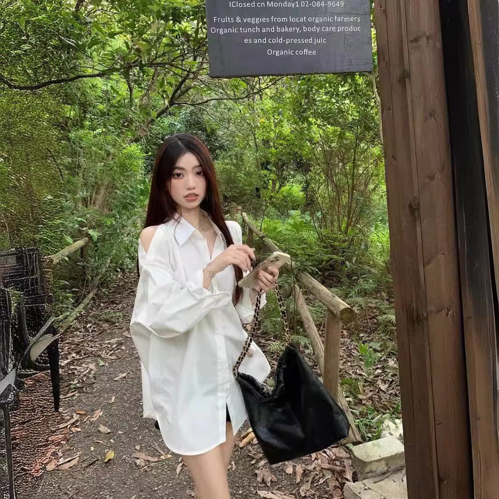 Women's Autumn Off-the-shoulder Long Sleeve Shirt