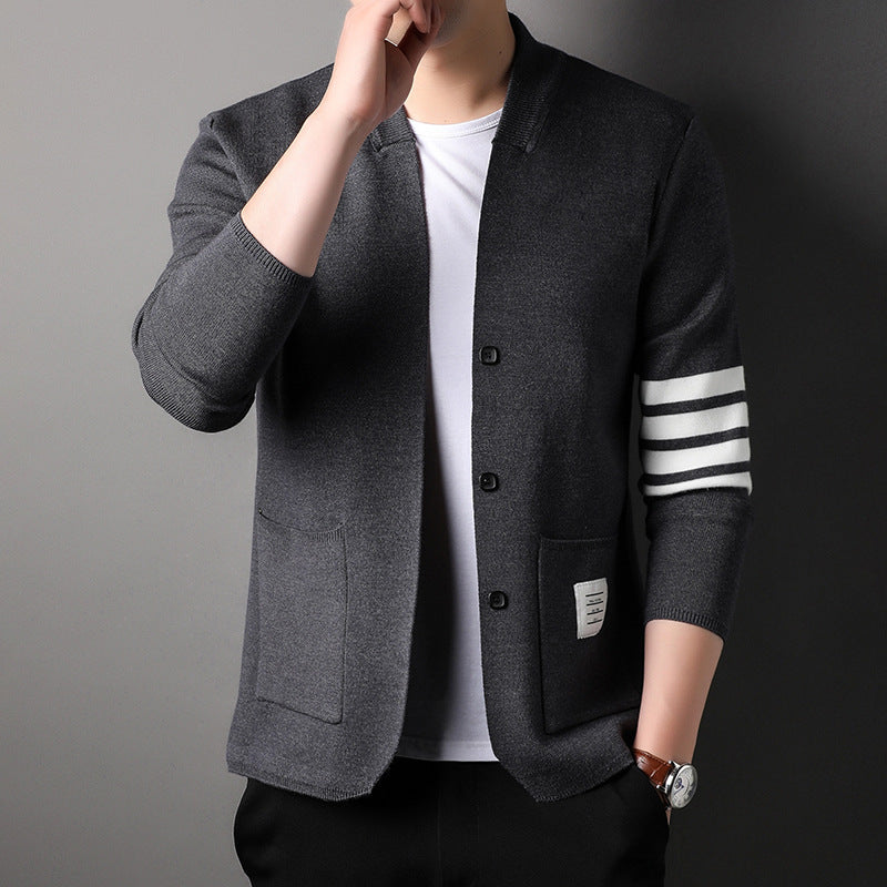Men's Long-sleeved V-neck Slim-fit Cardigan Coat