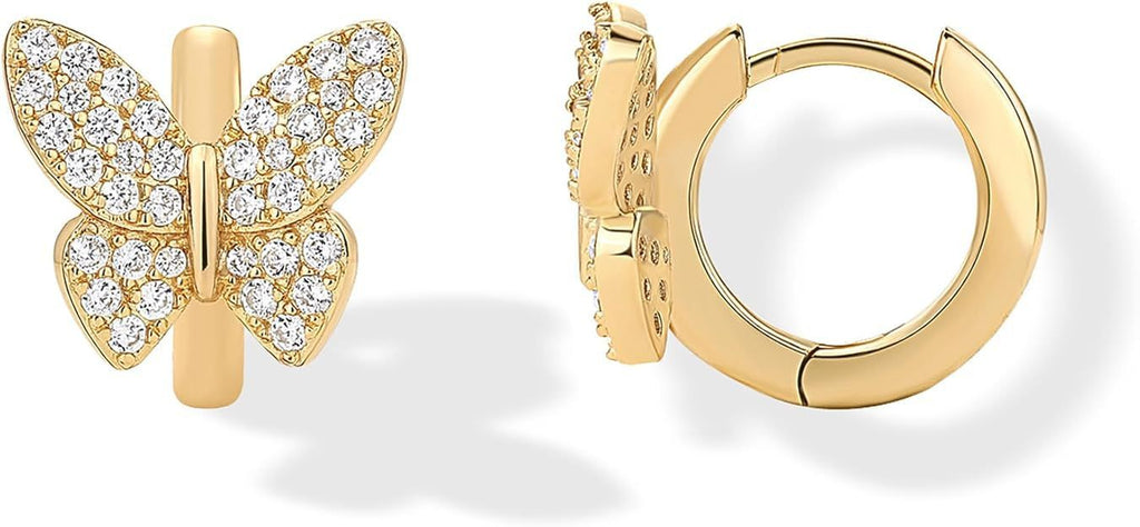 Fashion Copper Inlaid Zirconium Butterfly Ear Ring Niche