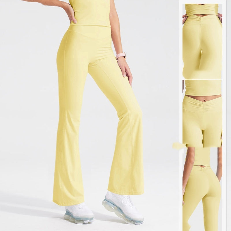 V Waist Yoga Pants Fitness Trousers High Waist Pleating