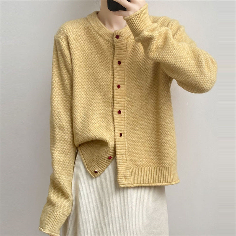 All-matching Short Round Neck Knitted Coat Top