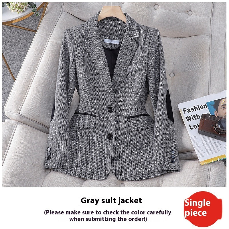 Women's Korean-style Houndstooth Design Small Suit Jacket