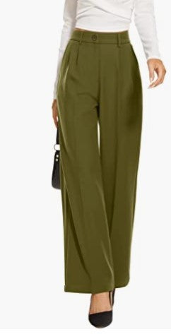 Commuter Drooping Slimming High Waist Pure Color Wide-leg Pants Casual Suit Pants