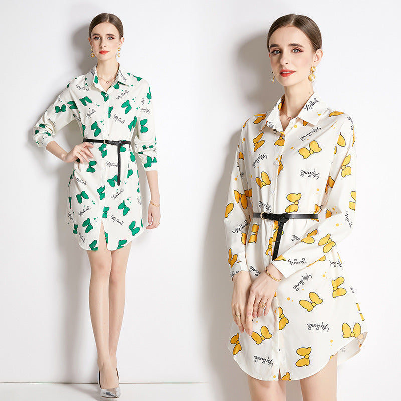 Top Lapel Shirt Printed Long