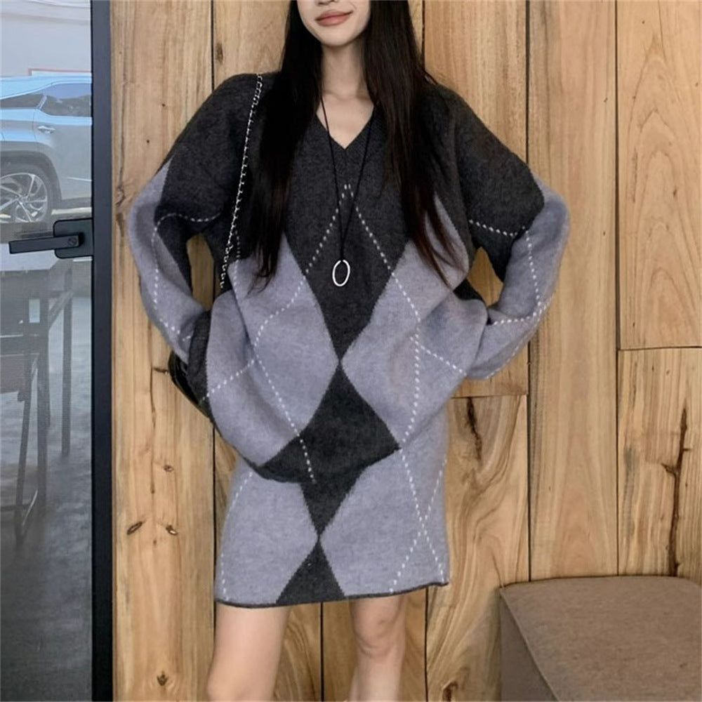 Fashionable Knitted A- Line Short Skirt Two-piece Set For Women