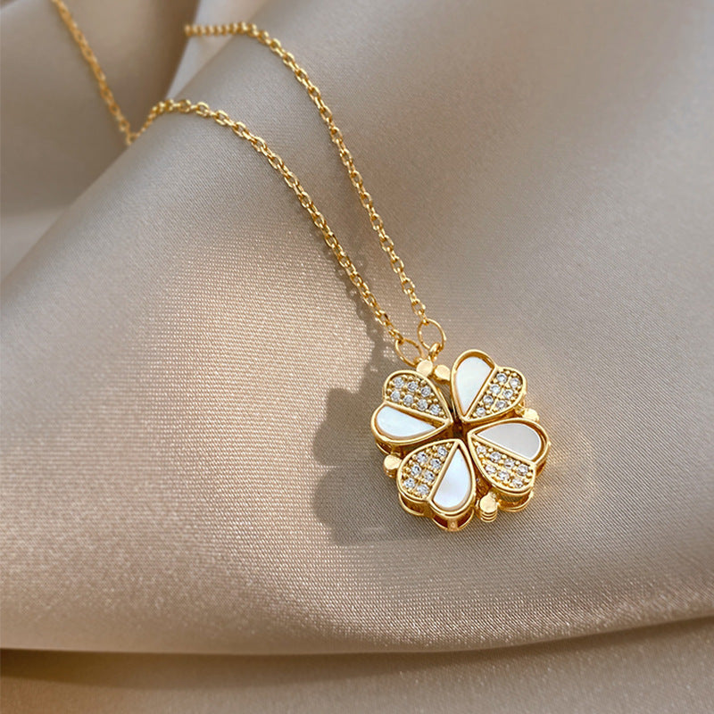 Luxury Four Leaf Clover/Hearts Pendant Necklace - Check video