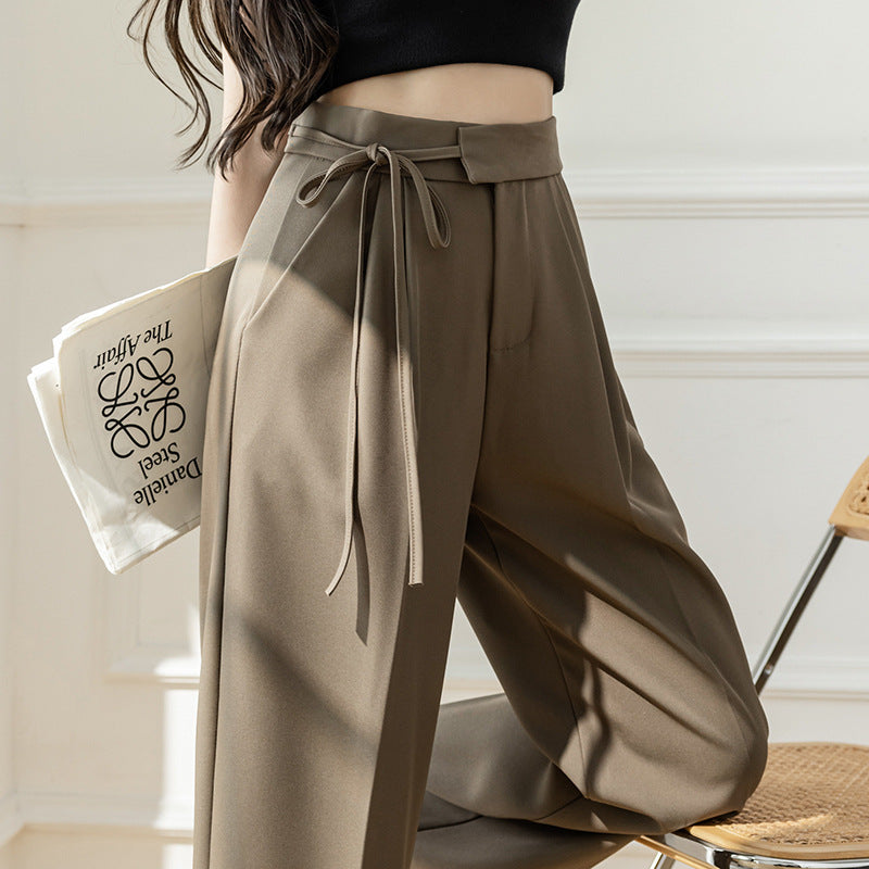 High Waist Drooping New Straight Lace-up Suit Pants For Women