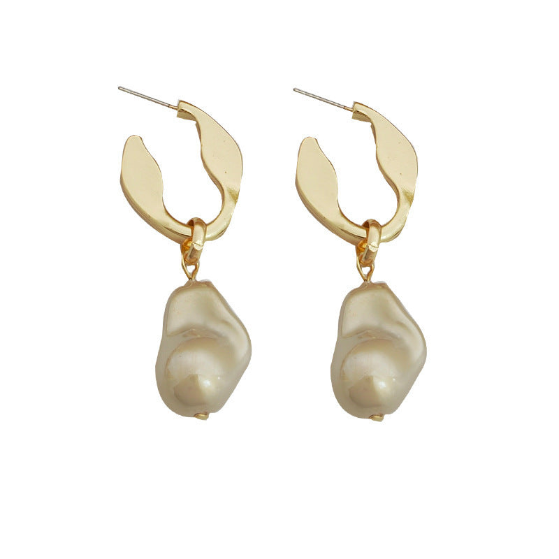 Silver Needle Irregular Baroque Artificial Pearl Earrings Ear Studs Earrings
