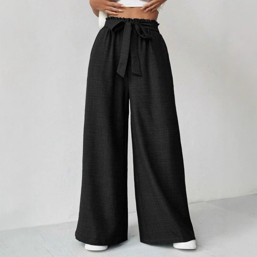Adjustable High Waist Lace-up Knot Loose Trousers