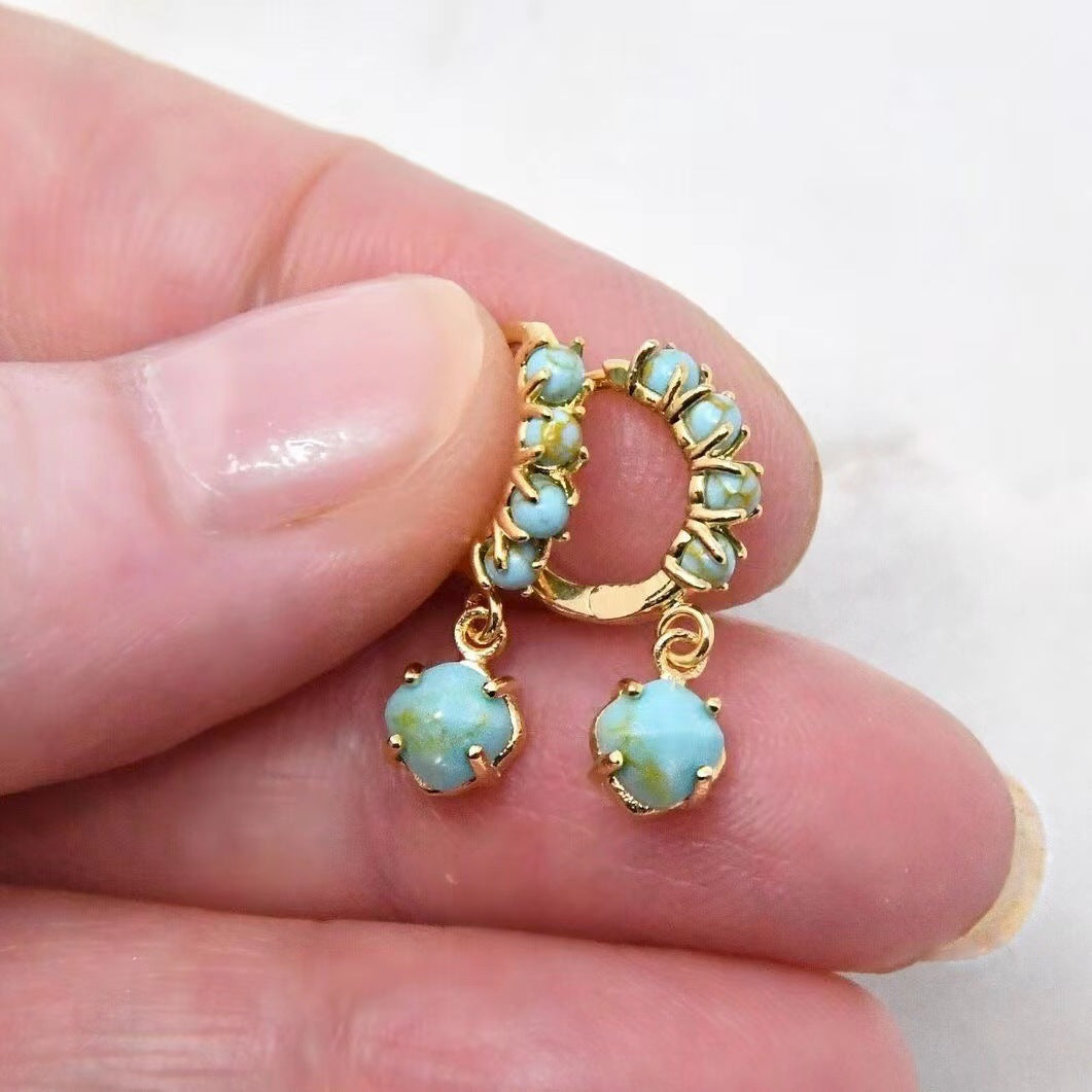 Turquoise Encircling Ear Ring With Embellished Stud Earrings