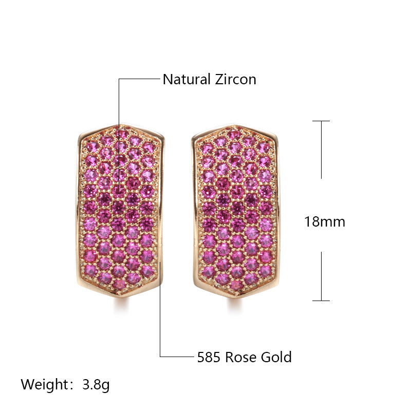 Elegant Rose Red Zircon Women's Earrings