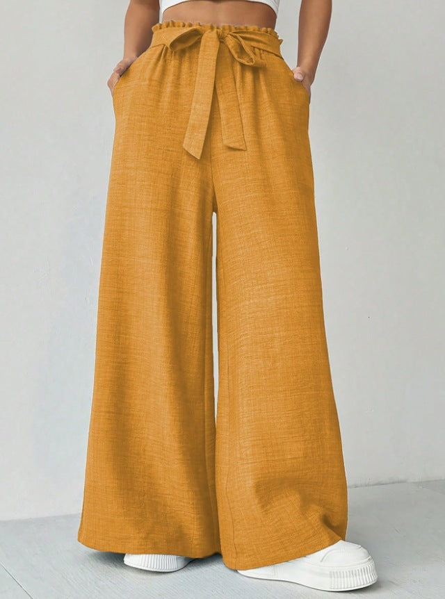 Adjustable High Waist Lace-up Knot Loose Trousers