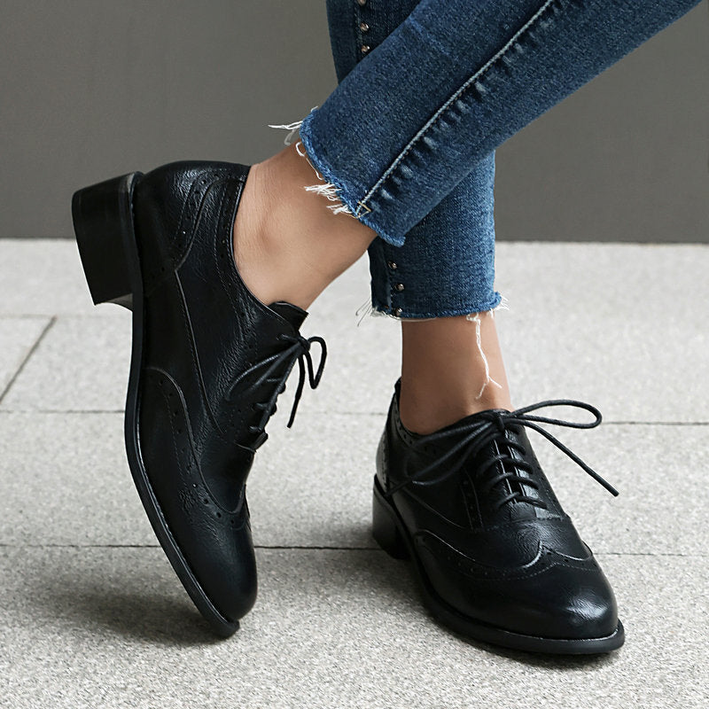 British Retro Oxfords Casual Shoes Lace-up Spring And Autumn Low-top Women