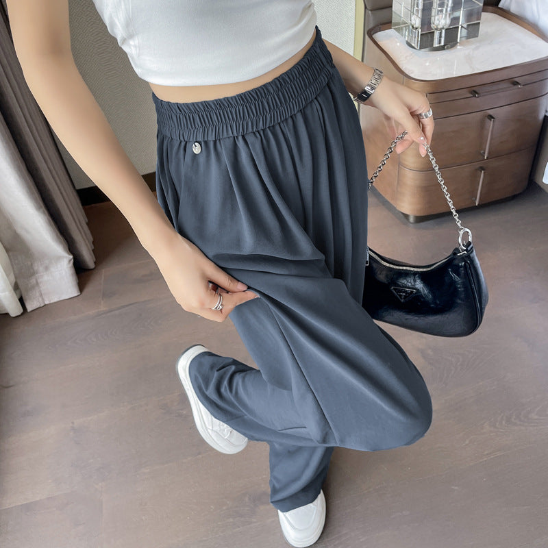 Women's Wide-leg Pants Thin High Waist Drooping Ice Silk Casual Pants