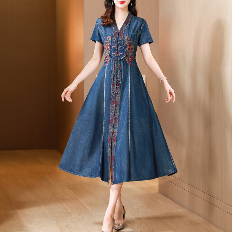 Summer High-end Embroidery Denim Dress