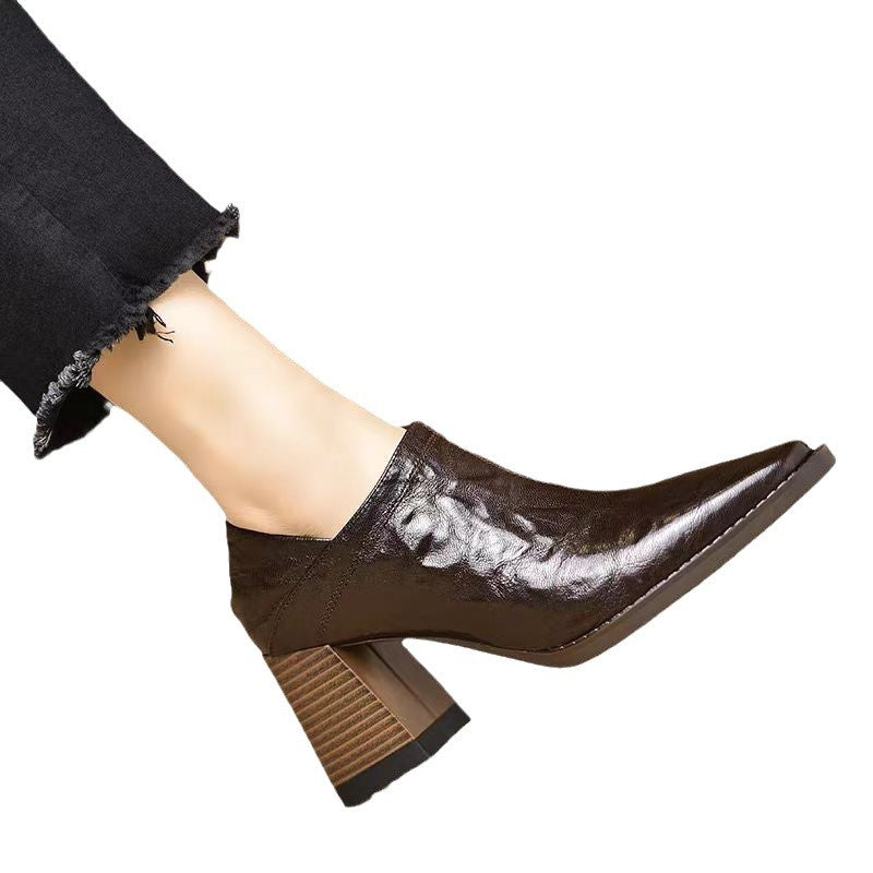 Chunky Heel Side Zip Women's High Heels