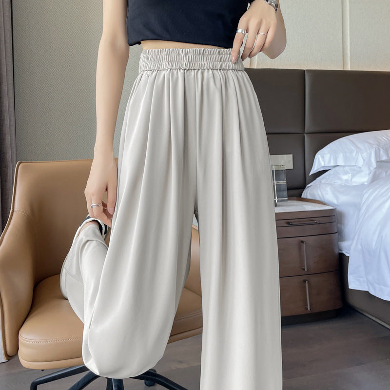 Women's Wide-leg Pants Thin High Waist Drooping Ice Silk Casual Pants