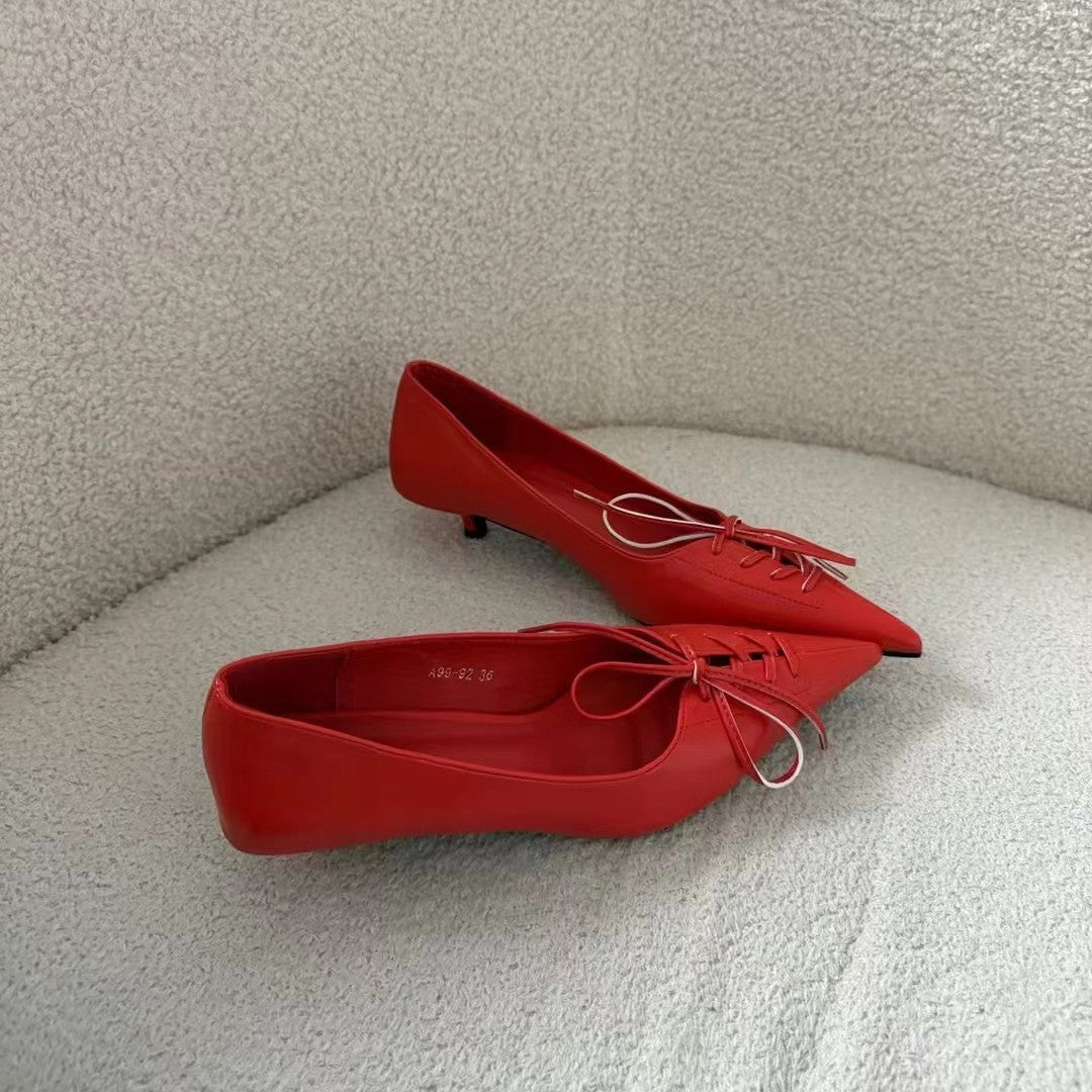 Women's Autumn New Bow Chunky Heel Lazy Fashion Slip-on Pumps