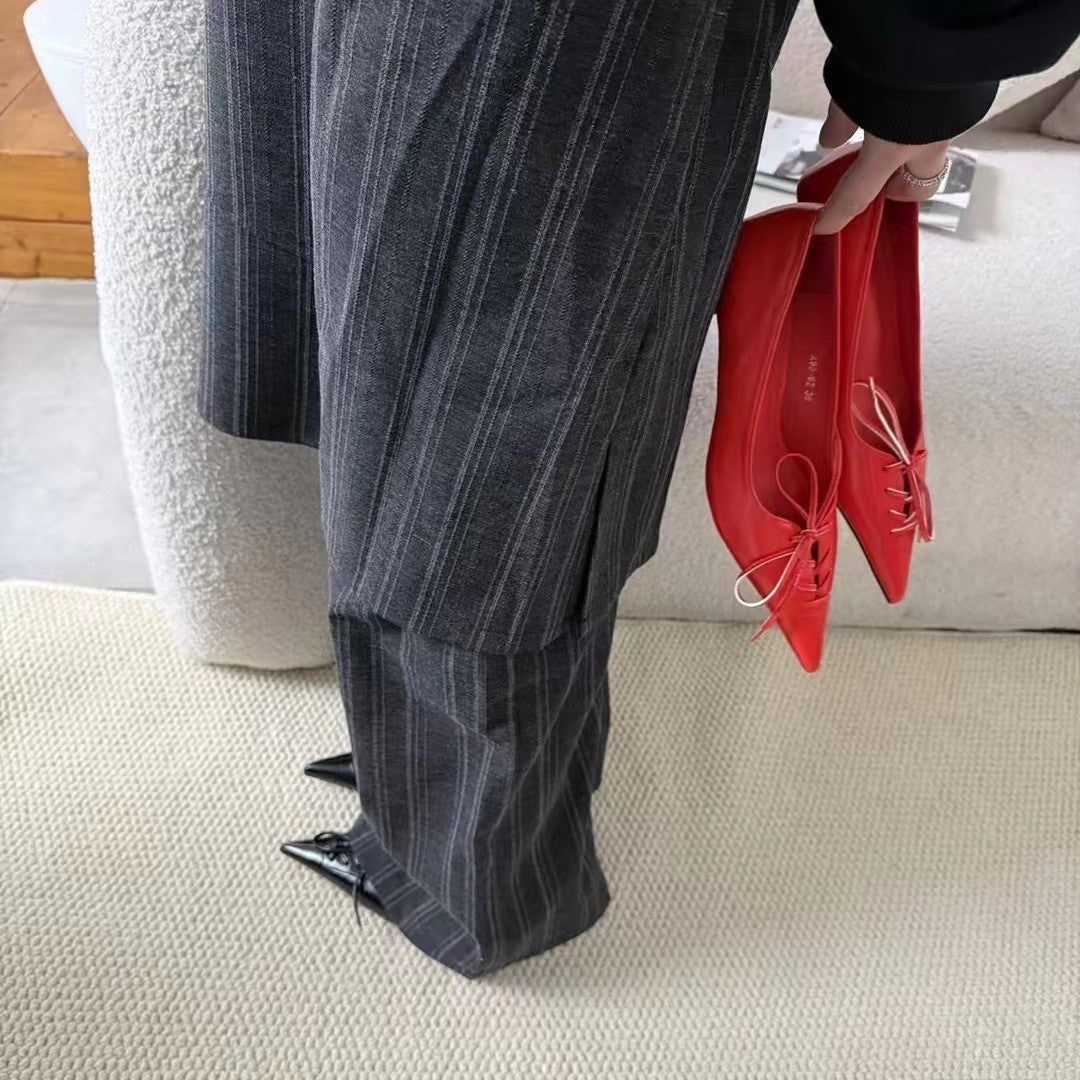 Women's Autumn New Bow Chunky Heel Lazy Fashion Slip-on Pumps