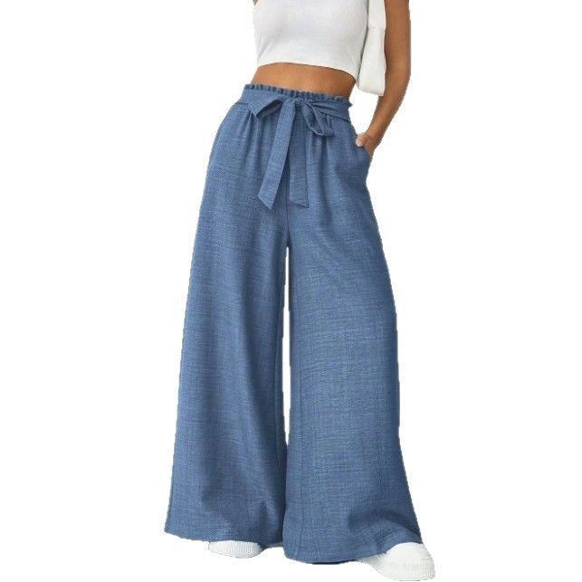 Adjustable High Waist Lace-up Knot Loose Trousers