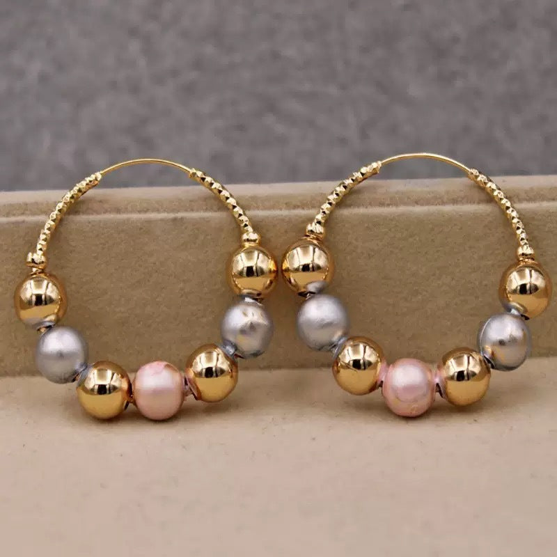 Large Circle Retro Fashion CCB Pearl Earrings