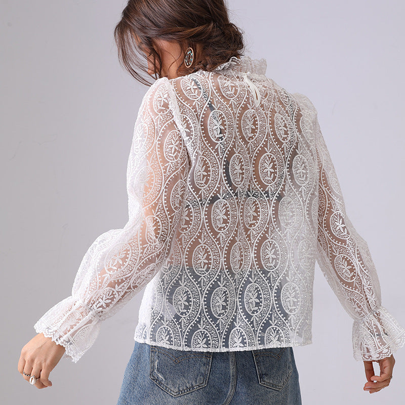 Hollow Embroidered Hollowed Fashion Shirt For Women