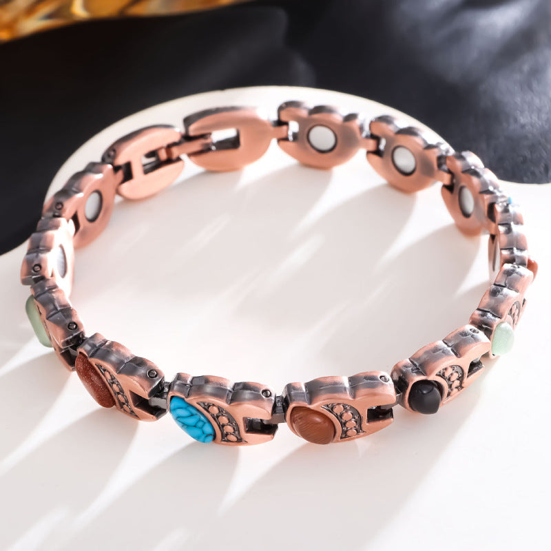 Turquoise Magnet Bracelet Bronze Brushed Retro Creative