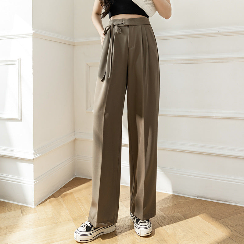 High Waist Drooping New Straight Lace-up Suit Pants For Women