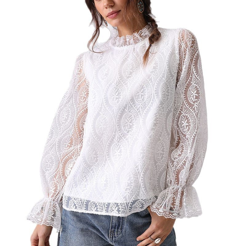 Hollow Embroidered Hollowed Fashion Shirt For Women