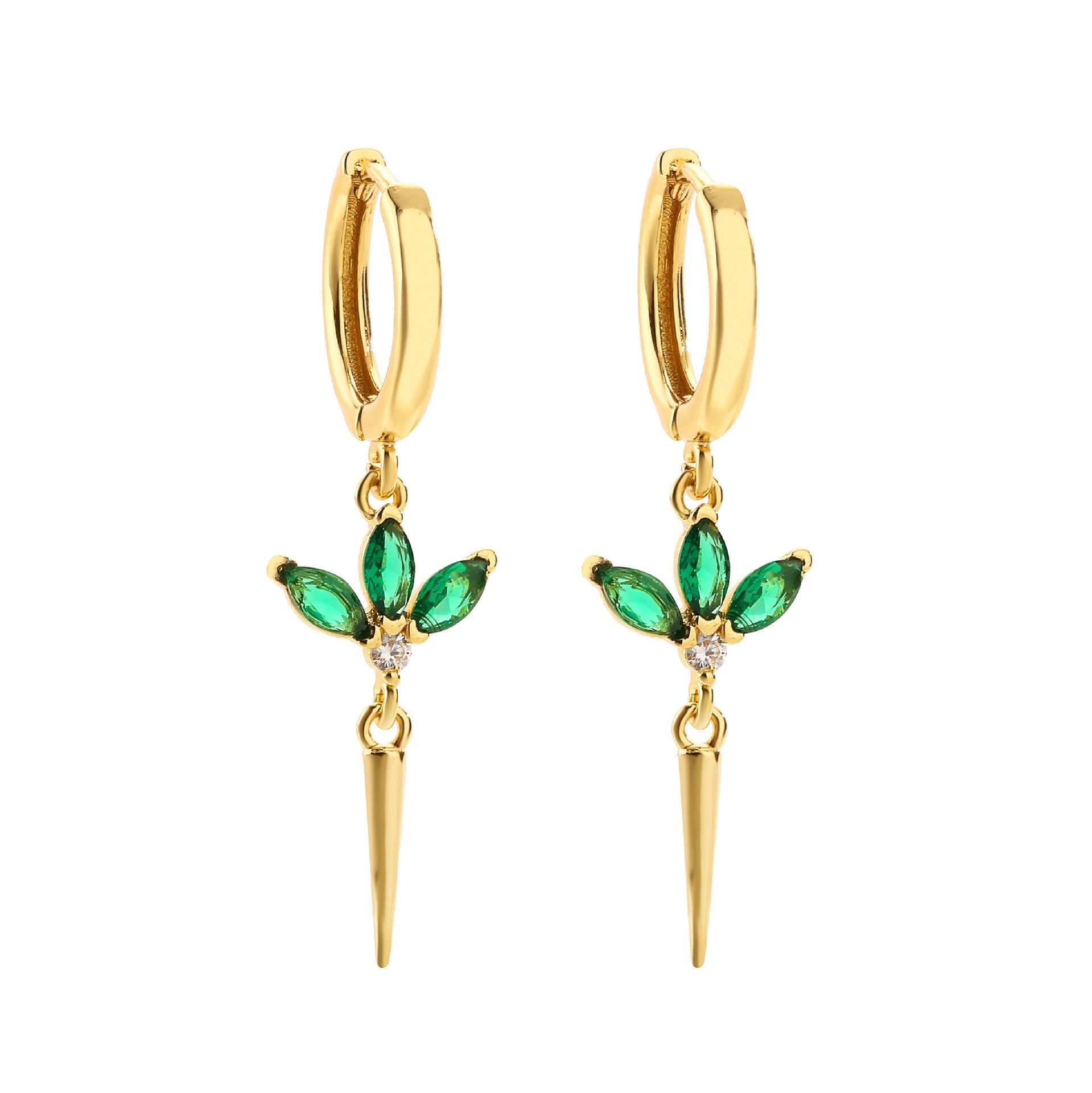 Copper Plating 18K Gold Micro Inlay Colorful Crystals Horse Eye Long Ear Clip