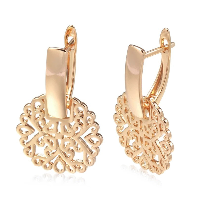 Fashionable Rose Gold Real Gold Plated Earrings