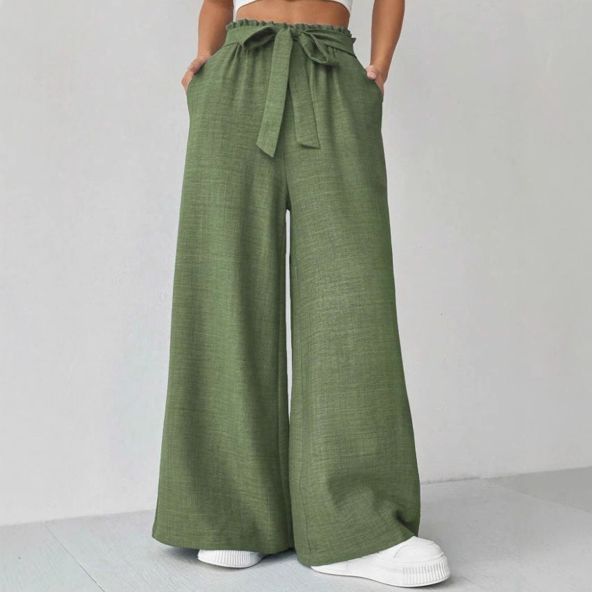 Adjustable High Waist Lace-up Knot Loose Trousers