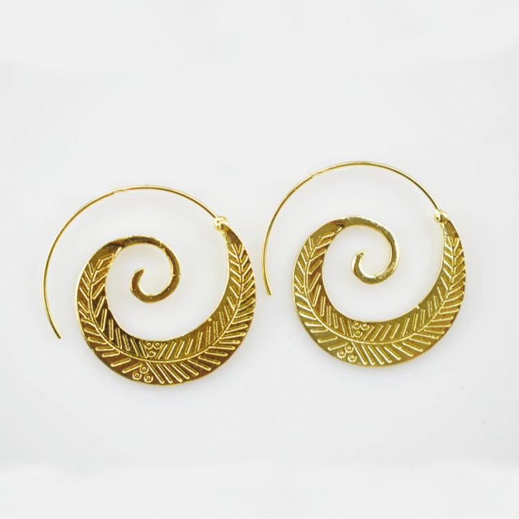 Round Spiral Leaf Exaggerated Vortex Earrings