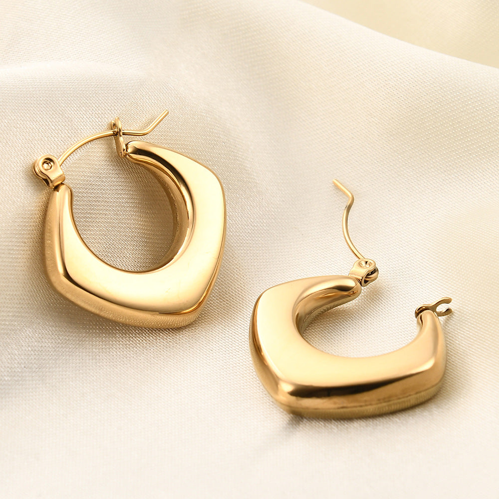 Stainless Steel Square Hollow All-Match 18K Gold