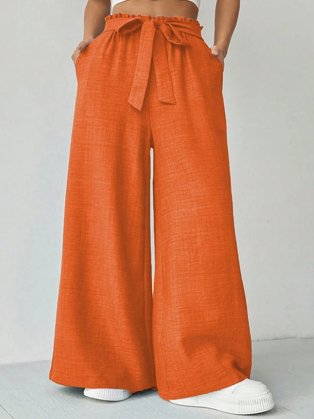 Adjustable High Waist Lace-up Knot Loose Trousers