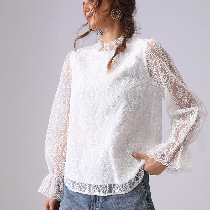 Hollow Embroidered Hollowed Fashion Shirt For Women